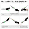 Demonstration of motion control display features on a lightsaber, showing how to turn on/off and change sound fonts or blade 