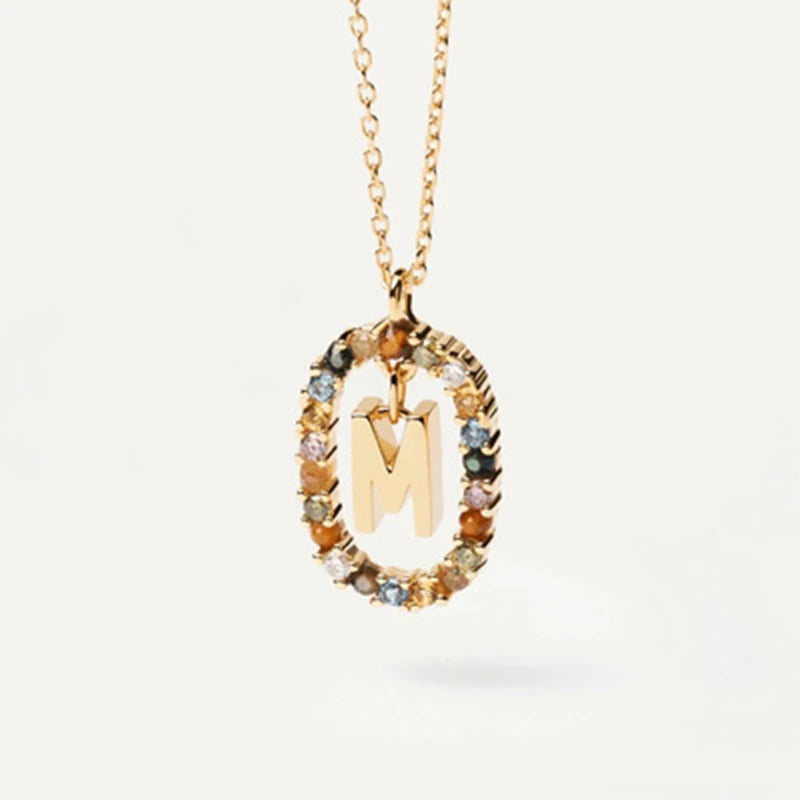 925 Sterling Silver Initial Letter Pendant Necklace
