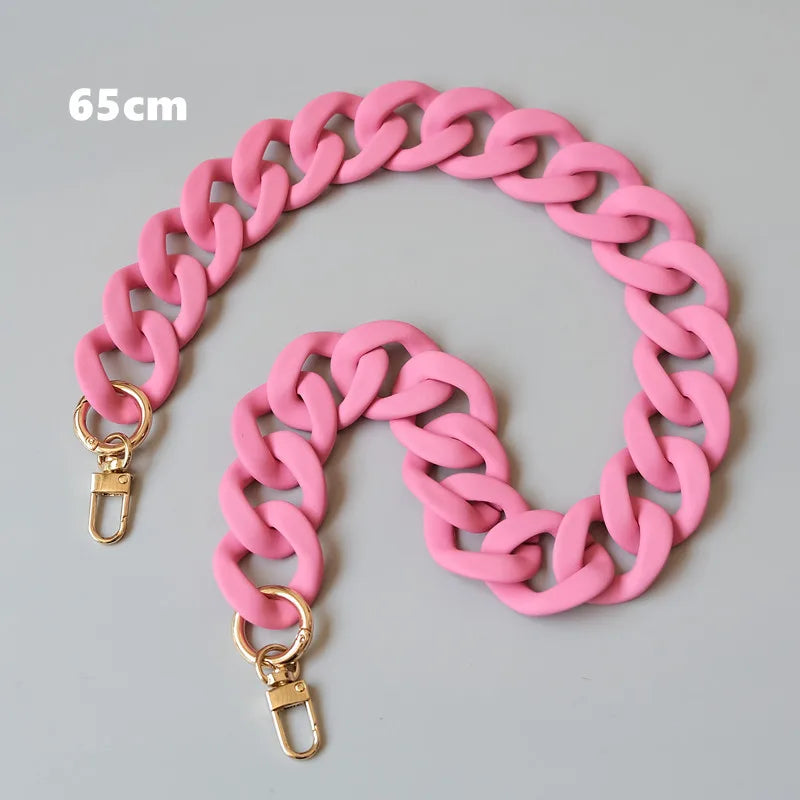 Matte Candy Pink Resin Handbag Chain – Detachable Shoulder Strap