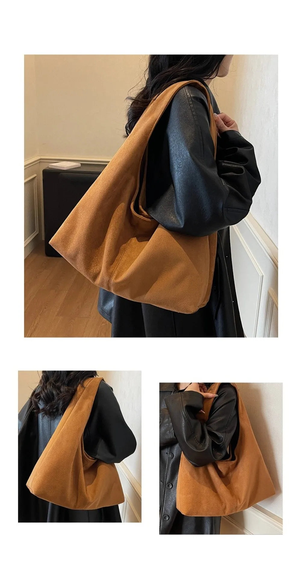 Retro Suede Shoulder Bag with Large Capacity