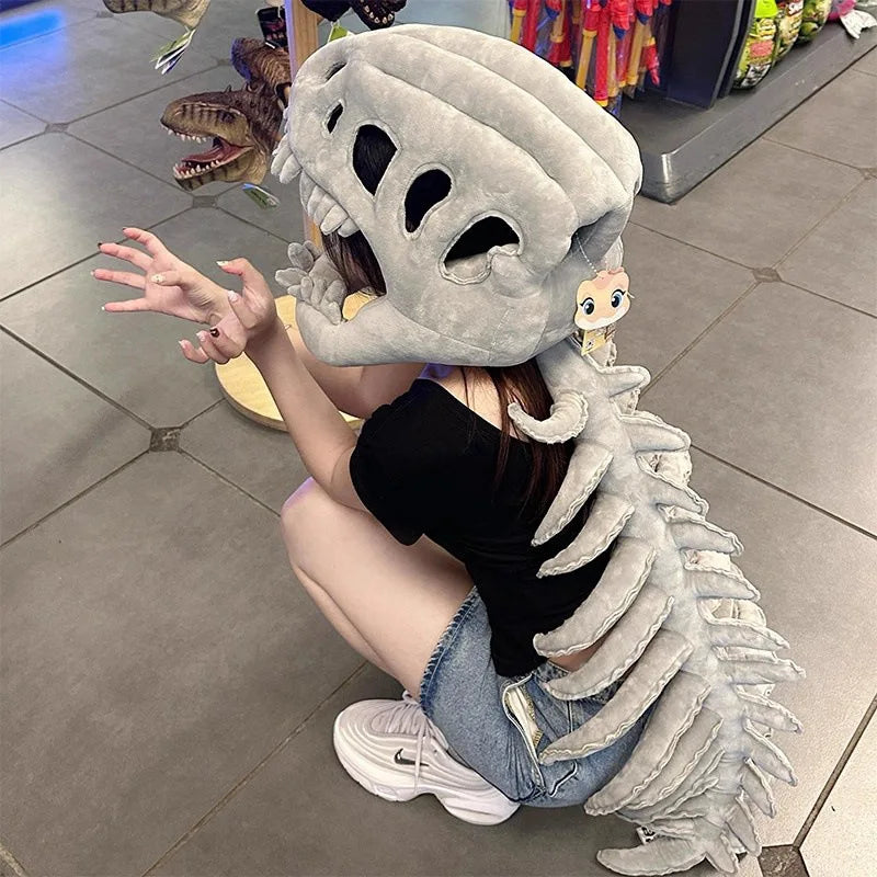 Funny Dinosaur Skeleton Plush Hat Costume