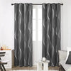 Silver Wave Pattern Blackout Curtains with Thermal Insulation and Noise Reduction