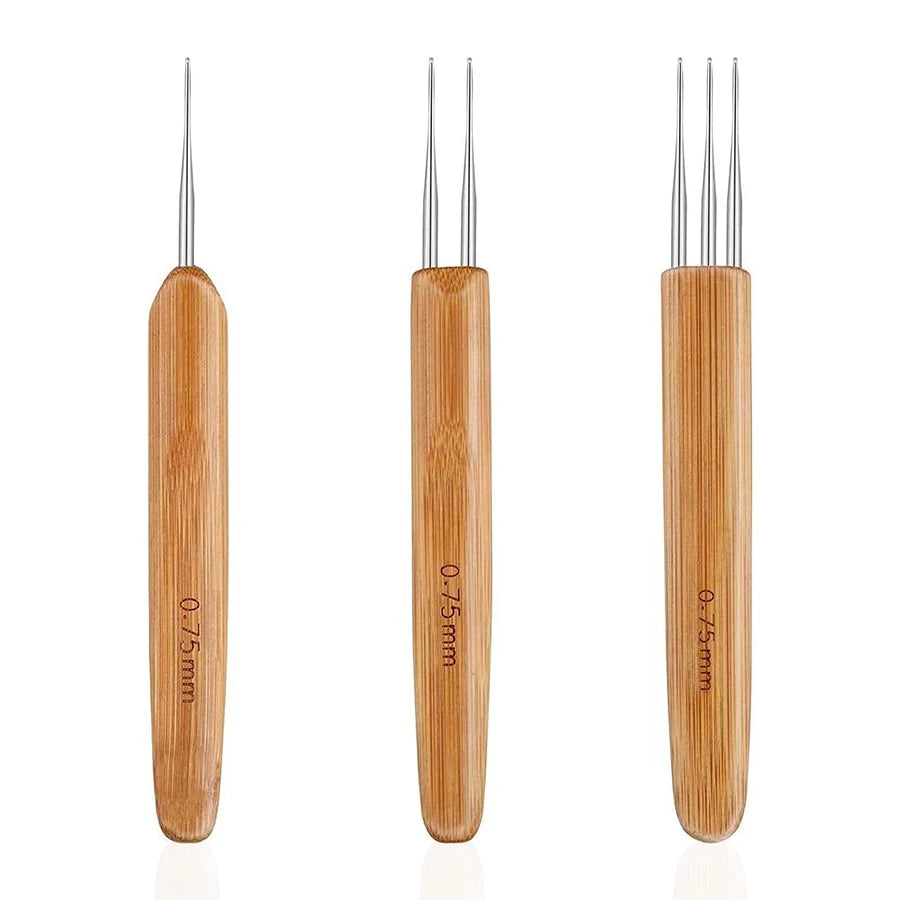 Wooden Dreadlock Crochet Hooks for Hair Styling (Set of 6)