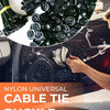 A close-up view of black nylon universal cable tie buckles and ties being used on a car interior.