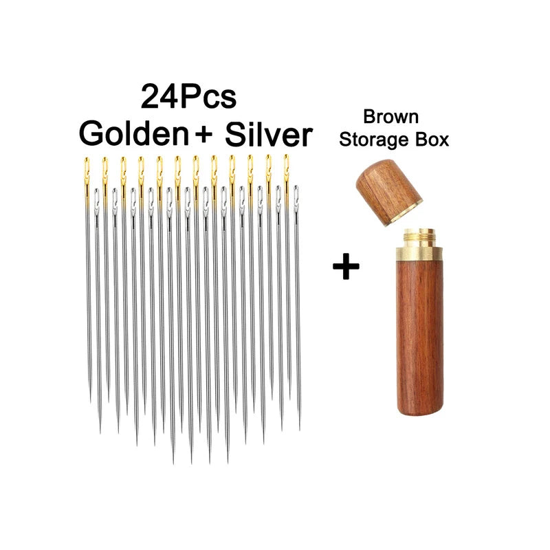 Self-Threading Sewing Needles Set, 12 Pack for Easy Hand Stitching