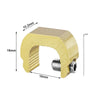 A yellow aluminum sliding window lock stopper with dimensions 10.2mm and 16mm.