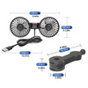 Dual-Head USB Car Fan with 360° Rotation