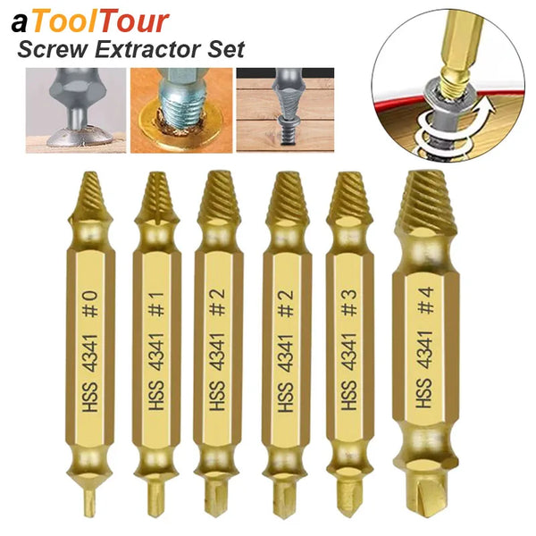 6-Piece Damaged Screw & Bolt Extractor Set