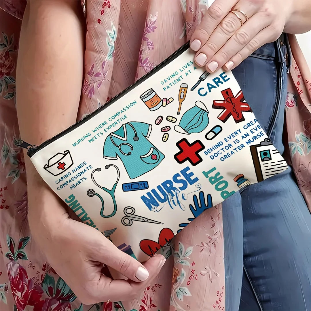 Nurse-Themed Makeup Bag with Medical Design