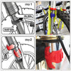 Diagrams showing two steps for cleaning motorcycle fork seals using a specialized tool.