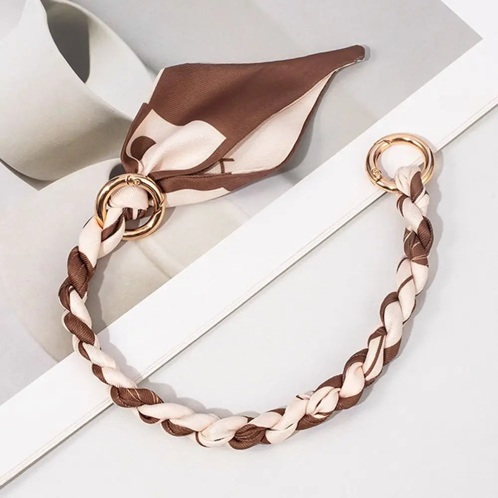 Decorative Silk Scarf Bag Chain with Detachable Bow