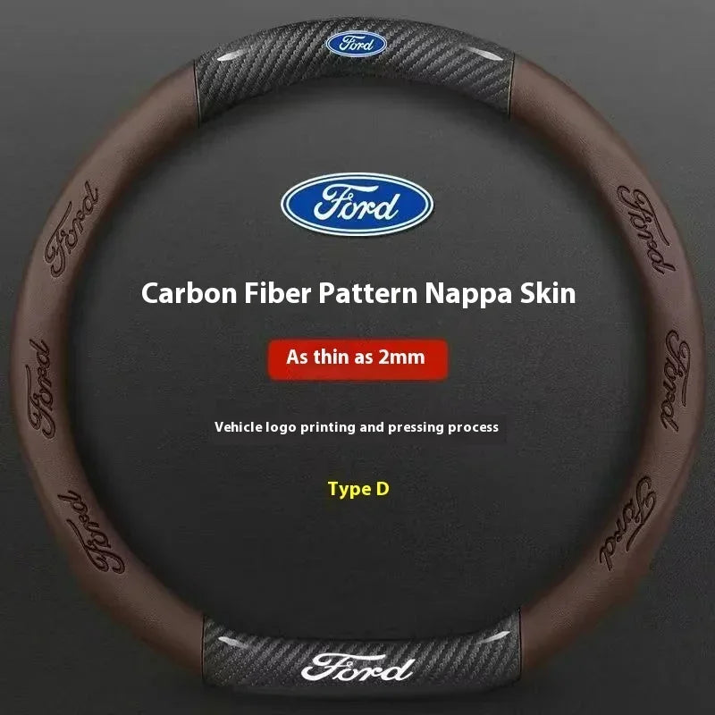 Carbon Fiber Steering Wheel Cover for Ford Models
