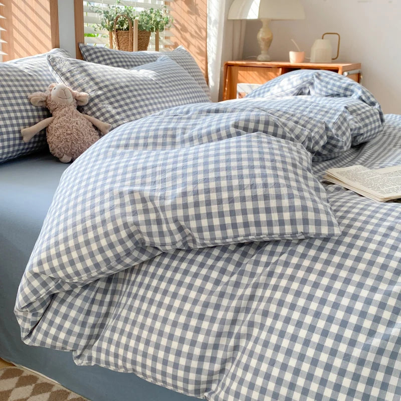 Green Plaid 3-Piece Duvet Cover Set