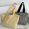 Striped Canvas Shoulder Tote Bag