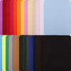 A collection of iron-on fabric patches in various shades of red, orange, yellow, pink, and blue.
