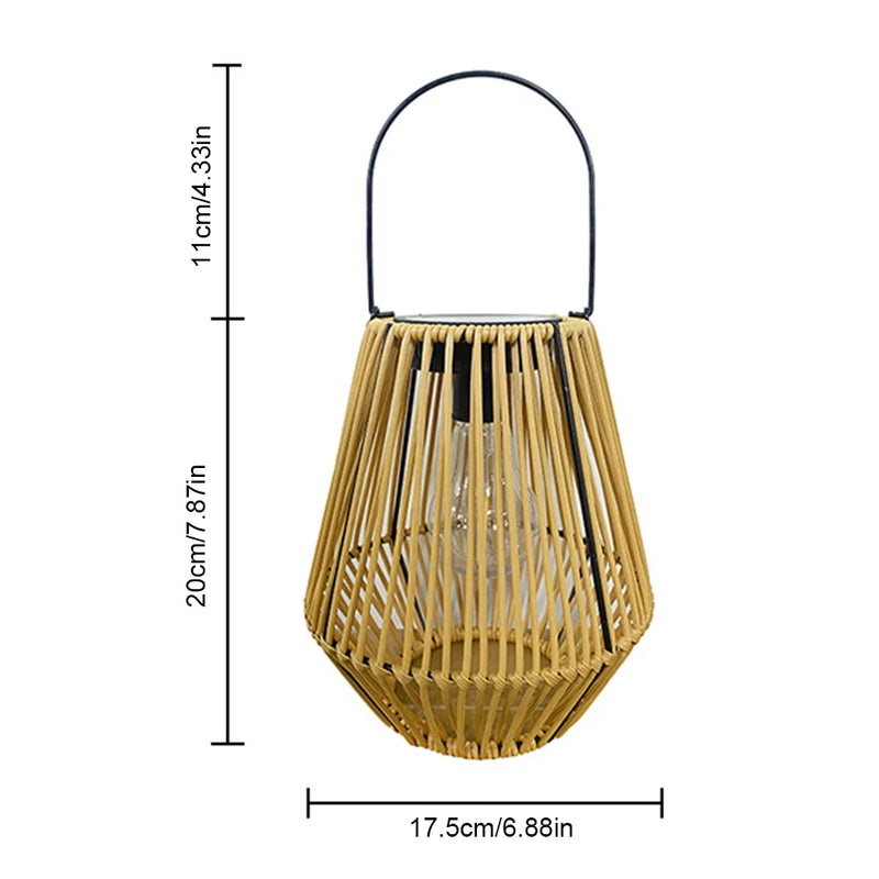 Rattan Solar Garden Lantern with Handle