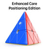 A blue and red magnetic speed cube shaped like a pyramid.
