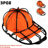 Three orange hat washing cages for baseball caps displayed against a white background.