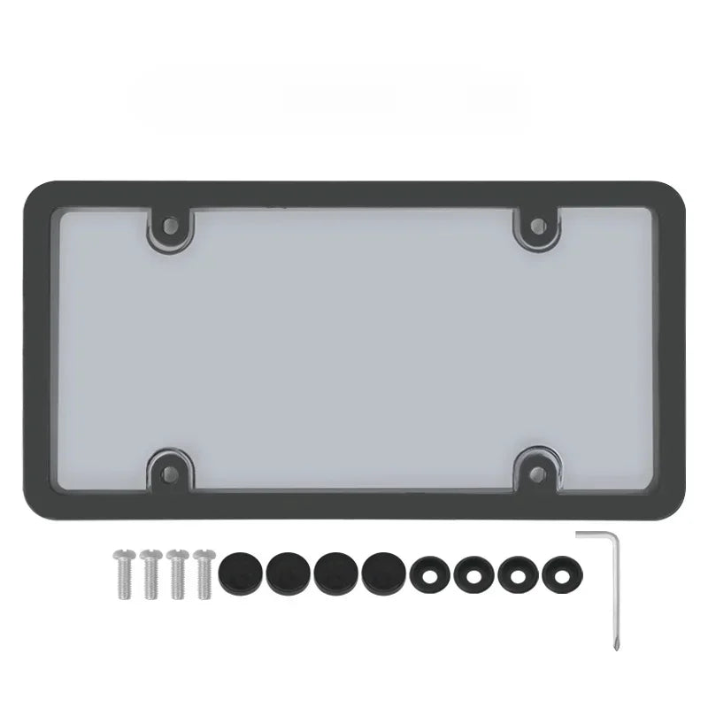 Durable License Plate Frame with Screw Cap Kit