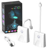 A rechargeable motion sensor toilet light consists of a main unit and a separate light fixture.