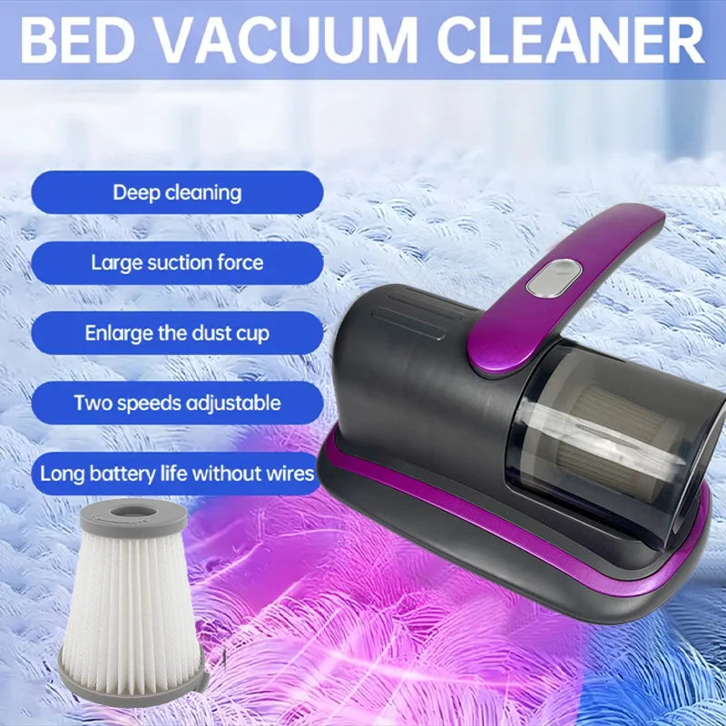 Aspiradora de Colchón Inalámbrica de Mano con Luz UV-C y Filtro HEPA