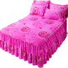 Elegant Elastic Fitted Bed Sheet Set with Lace Skirt and Pillowcases