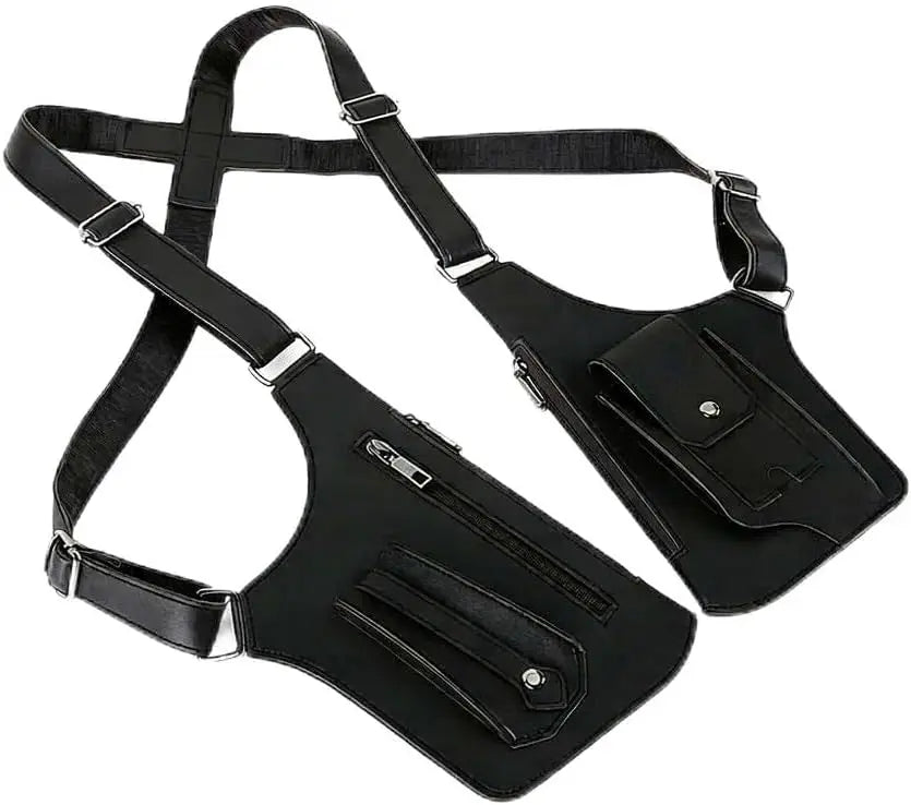 Black leather crossbody bag with adjustable strap and flap for travel or daily use