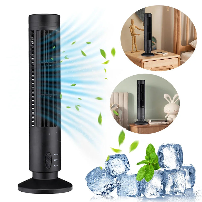 Compact Bladeless Tower Fan with USB Power