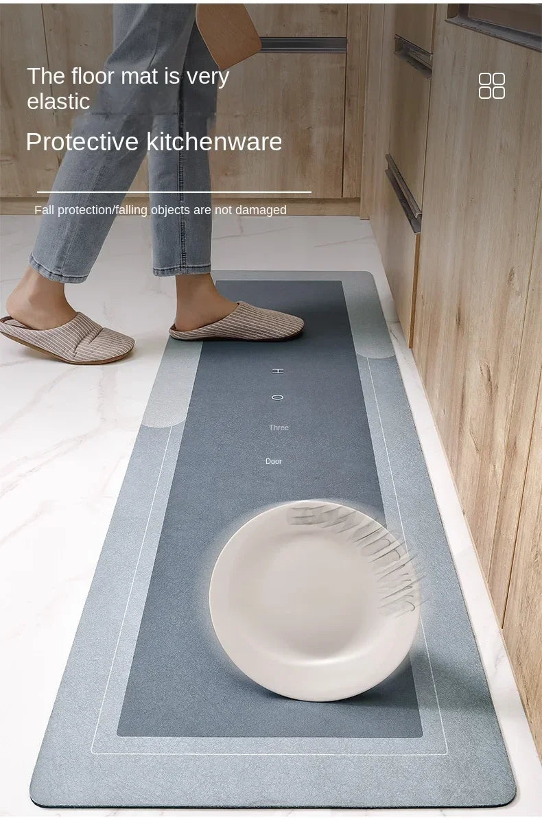 Diatomite Quick-Dry Kitchen Mat with Non-Slip Latex Backing