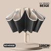 Auto Reverse-Folding Umbrella with Reflective Stripe & Carabiner Handle