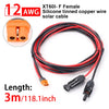 A black and red silicone tinned copper wire solar cable with an XT60I-F female connector, 3 meters long.