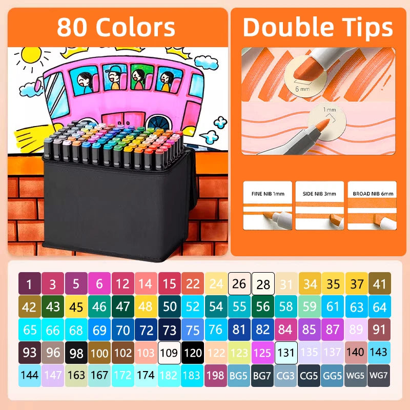 Dual-Tip Alcohol Markers for Art & Illustration