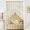 White Sheer Lace Curtain Valance with Floral Jacquard Pattern