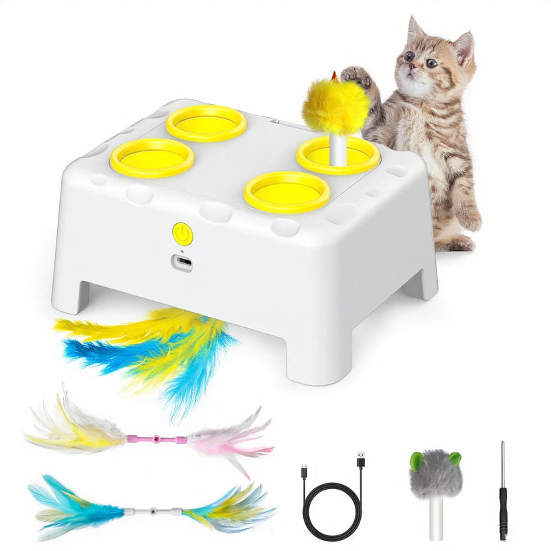 Smart Whack-a-Mole Cat Toy with Auto-Pause