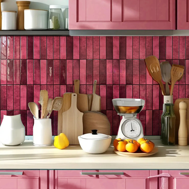 Burgundy 3D Peel-and-Stick Wall Tiles
