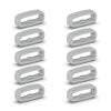 A set of ten gray silicone watch strap retainers shown in a vertical arrangement.