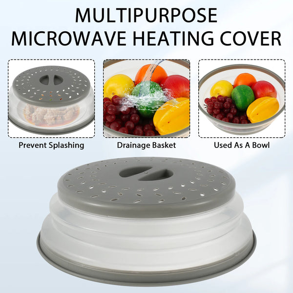 Collapsible Microwave Splatter Cover with Handle – 10.5-Inch (BPA-Free)