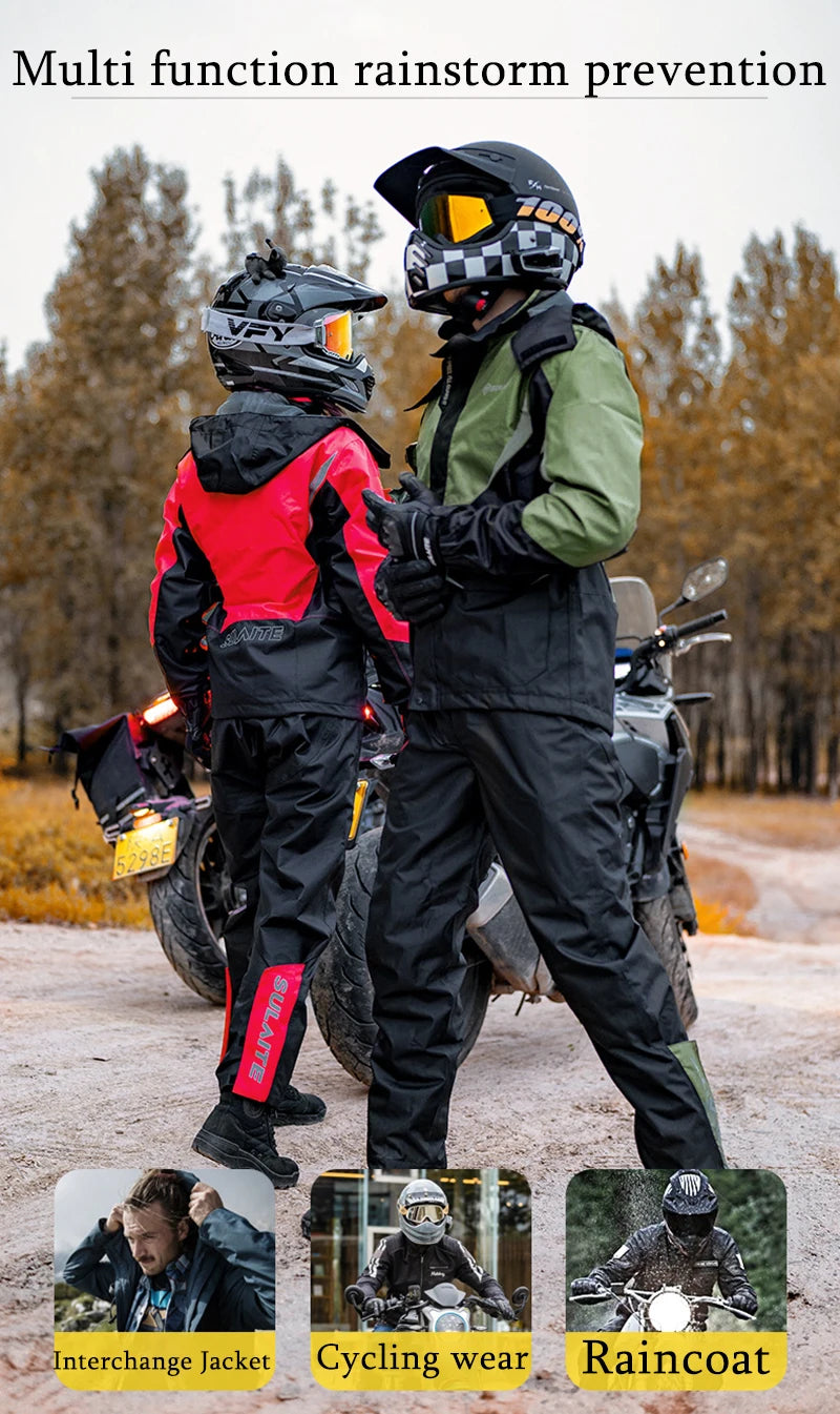 Men's Waterproof Motorcycle Rain Suit with Breathable Fabric
