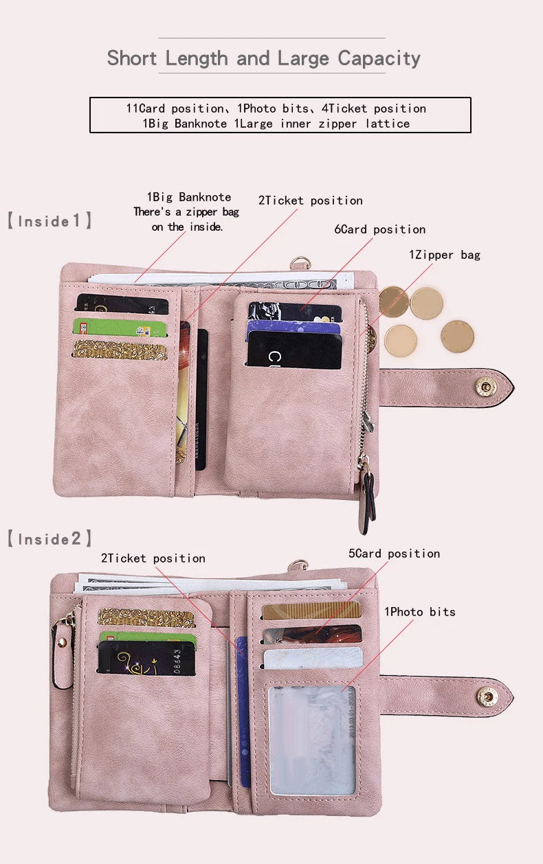 Compact Frosted Tri-Fold Wallet for Women