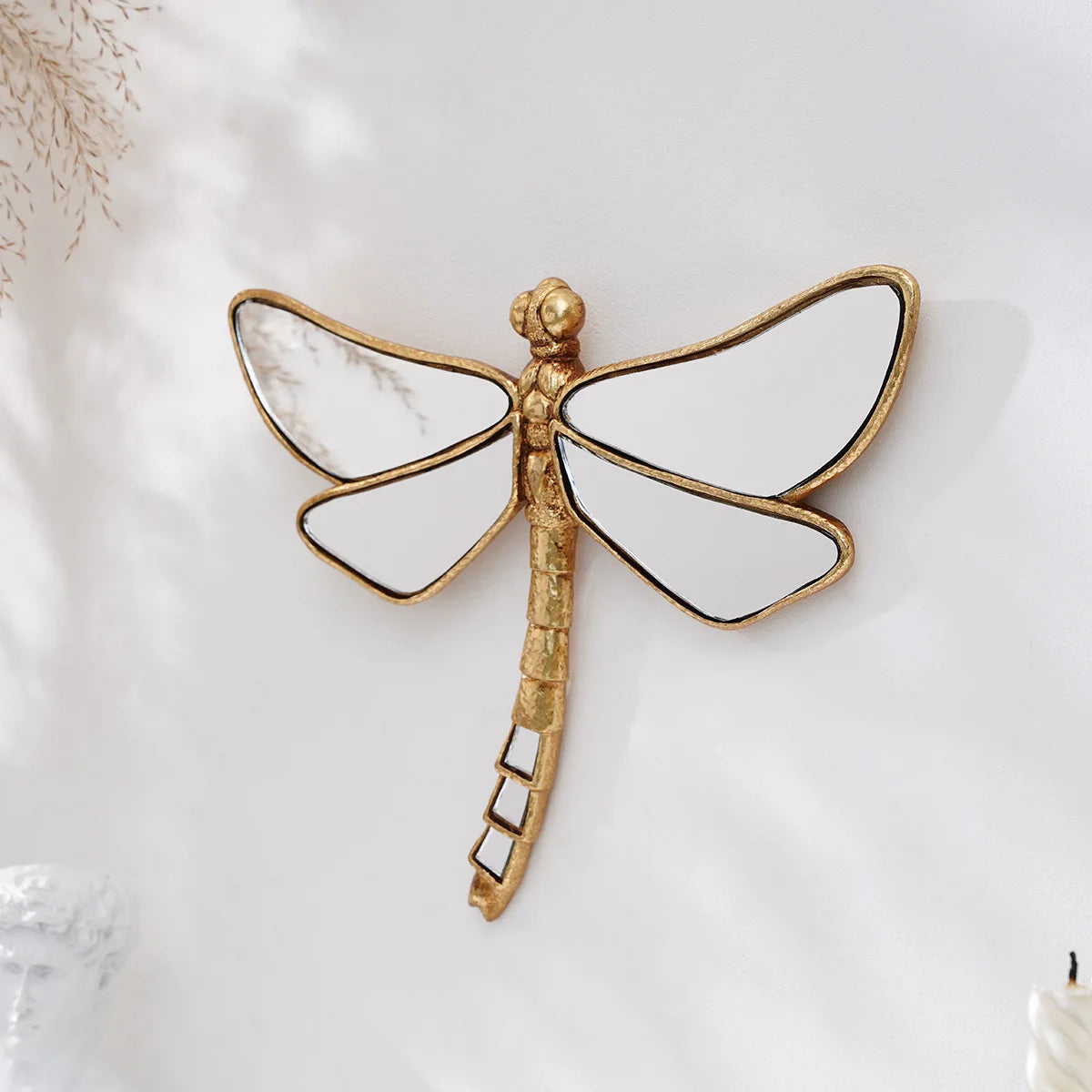 Golden Curly-Tailed Dragonfly Wall Decor - Resin Art Piece