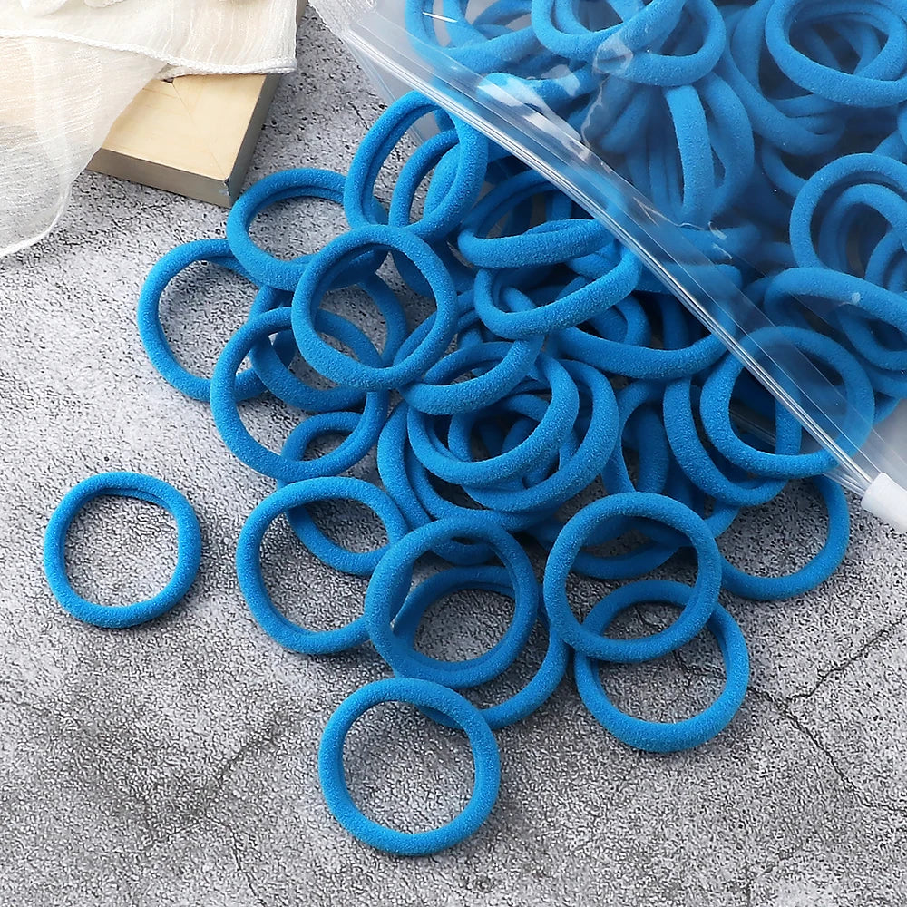 50-Pack Solid Color Elastic Hair Ties for Women & Girls