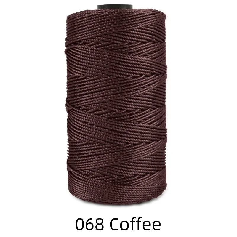 A spool of dark brown ice silk crochet yarn used for knitting and DIY crafts.