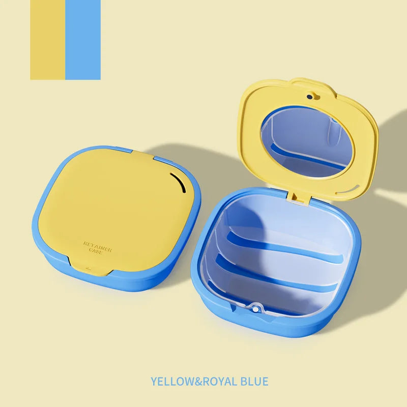 Colorful Denture & Retainer Case with Mirror and Drainage Basket