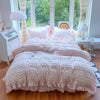 Seersucker Duvet Cover Set with Lace Trim