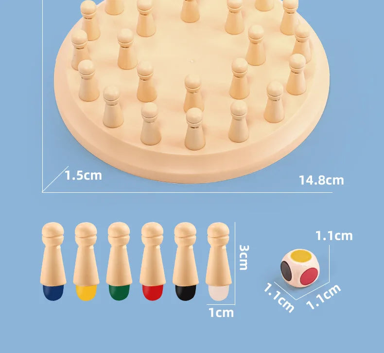 Wooden Memory Match Stick Chess Game – Montessori Color Matching Board Game