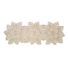 A set of ornate PVC table runners and placemats featuring a delicate floral lace design in a beige color.