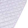 A white quilted heat-resistant ironing mat shown from an angle.