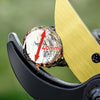 Close-up of precision pruning shears showing a cross-section of wood with a 40mm measurement mark on the blade.