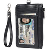 Premium PU Leather Badge Holder with Zipper and Lanyard
