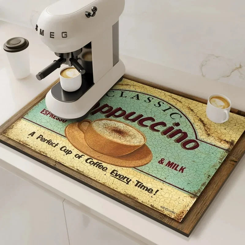 Fast-Drying Kitchen Absorbent Mat for Coffee Stations and Countertops